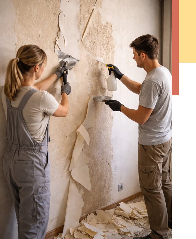 Снятие старых обоев в Салехарде от 5620 руб. под ключ недорого | ОТДЕЛОЧНИК-Слх