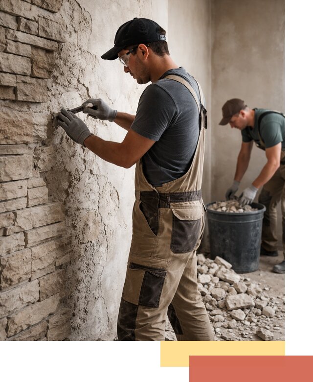 Демонтаж декоративного камня в Салехарде профессионально и безопасно