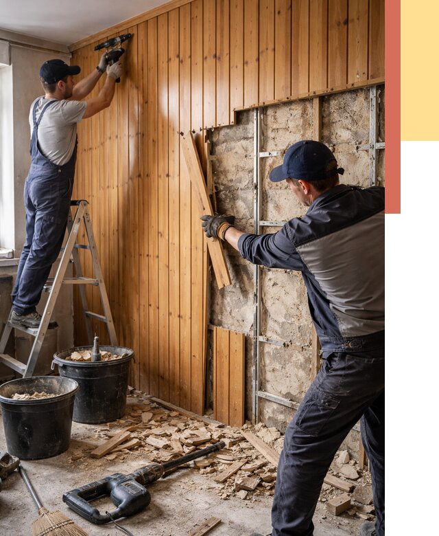 Демонтаж вагонки со стен в Салехарде от 1552 руб. — снятие, удаление, срочно | ОТДЕЛОЧНИК-Слх