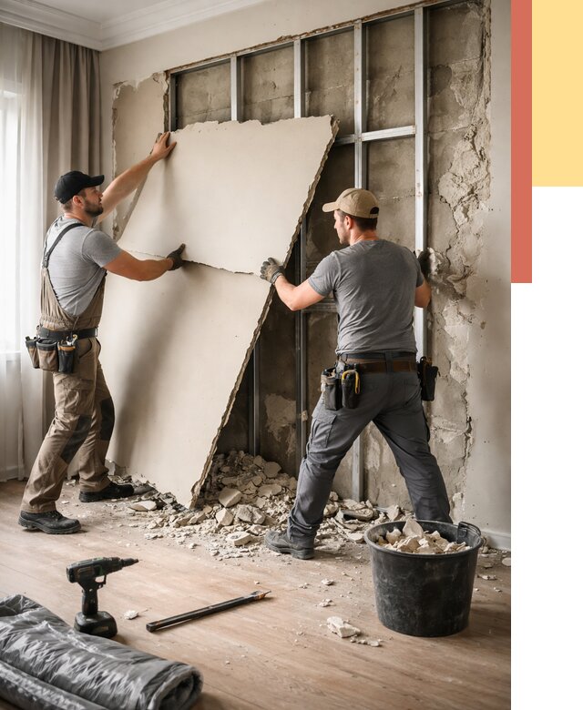 Демонтаж гипсокартона со стен в Салехарде от 375 руб. — услуги демонтажа | ОТДЕЛОЧНИК-Слх