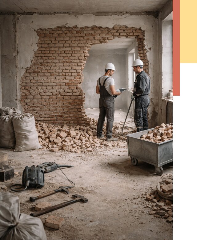 Демонтаж кирпичных стен в Салехарде от 4496 руб. — быстро, недорого, под ключ | ОТДЕЛОЧНИК-Слх