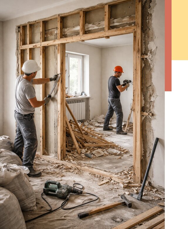 Демонтаж деревянных перегородок в Салехарде от 3425 руб. — быстро и недорого | ОТДЕЛОЧНИК-Слх