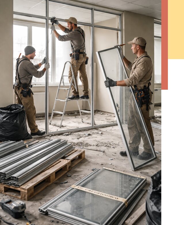 Демонтаж алюминиевых перегородок в Салехарде от 4496 руб. — быстро и недорого | ОТДЕЛОЧНИК-Слх