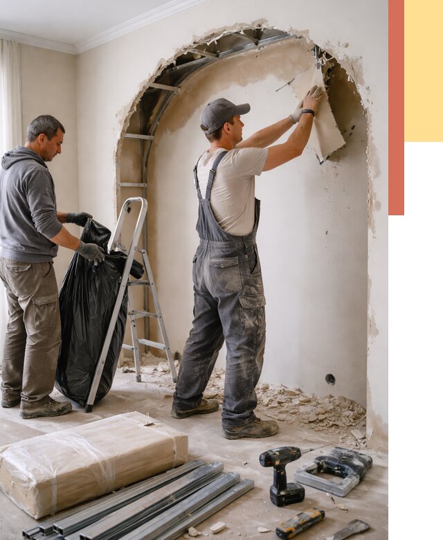 Демонтаж арки из гипсокартона в Салехарде от 3746 руб. — услуги под ключ | ОТДЕЛОЧНИК-Слх