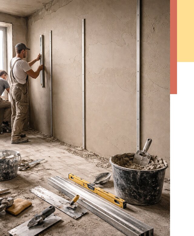 Штукатурка стен по маякам в Салехарде от 5887 руб./м² — выравнивание под ключ | ОТДЕЛОЧНИК-Слх