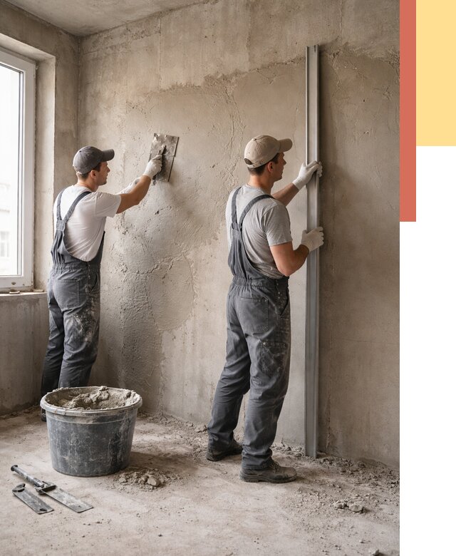 Штукатурка бетонных стен в Салехарде от 4817 руб/м² — качественно и быстро | ОТДЕЛОЧНИК-Слх