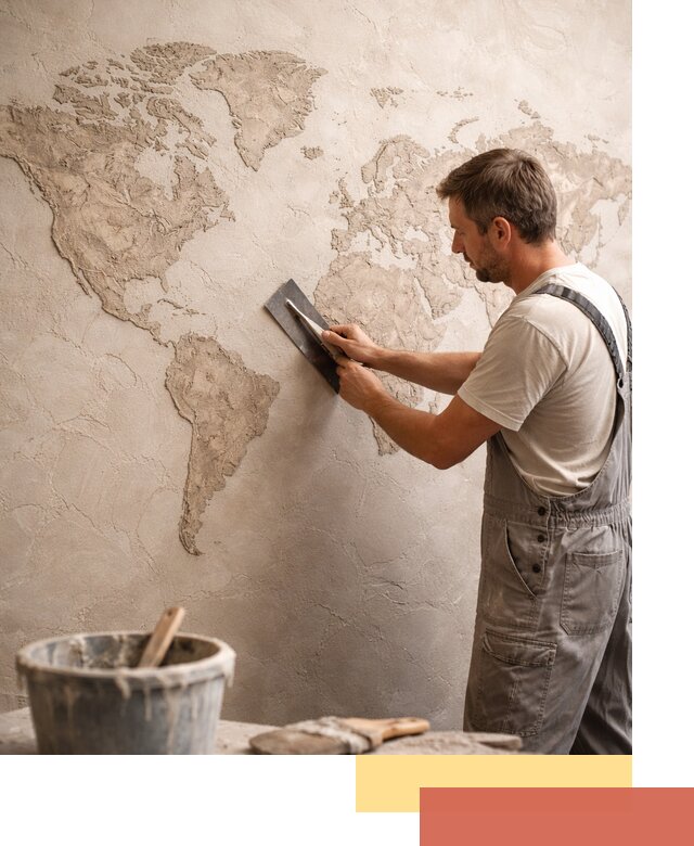 Декоративная штукатурка «Карта мира» под ключ в Салехарде