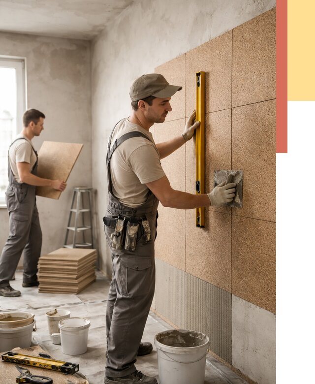 Монтаж пробковых панелей на стены в Салехарде от 3746 руб. — ОТДЕЛОЧНИК-Слх