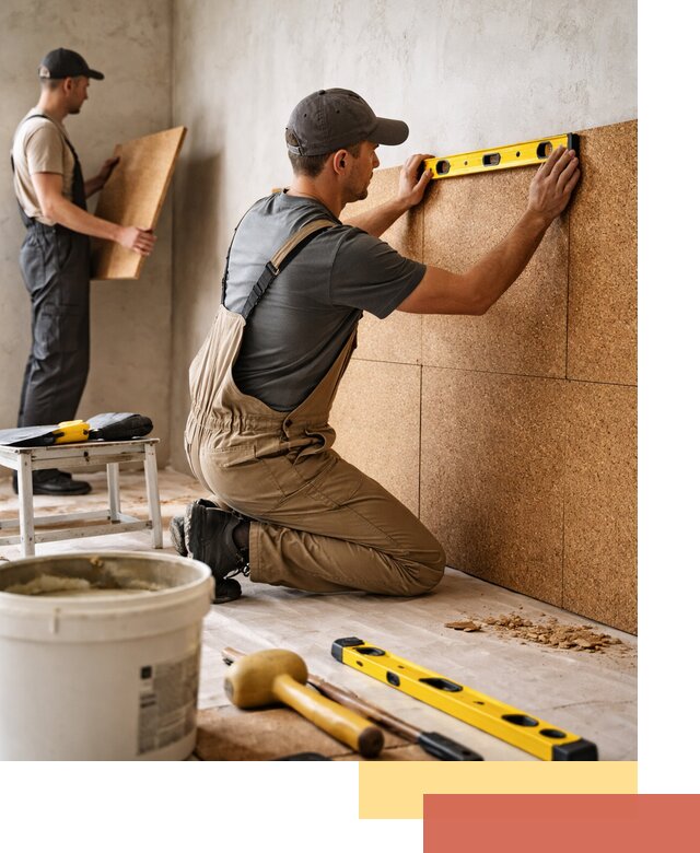 Монтаж пробковых панелей на стены в Салехарде быстро и качественно