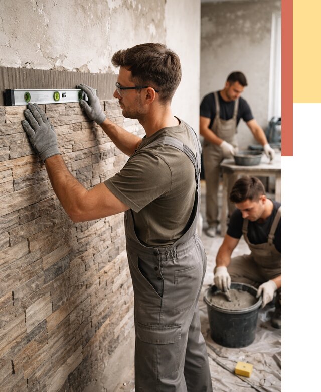 Монтаж искусственного камня в Салехарде от 4817 руб. под ключ | ОТДЕЛОЧНИК-Слх