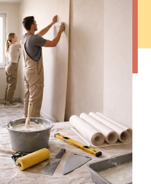 Поклейка бумажных обоев в Салехарде от 5887 руб./м2 — быстро и недорого | ОТДЕЛОЧНИК-Слх