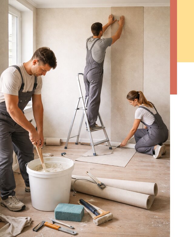 Оклейка стен обоями в Салехарде от 3746 руб/м2 — быстро и недорого | ОТДЕЛОЧНИК-Слх