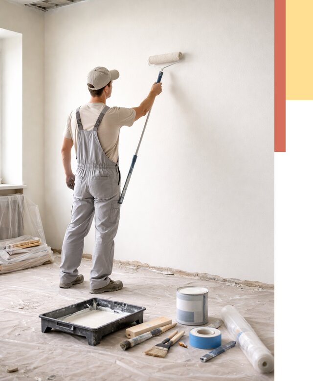 Покраска стен водоэмульсионной краской в Салехарде от 482 руб. за м² | ОТДЕЛОЧНИК-Слх