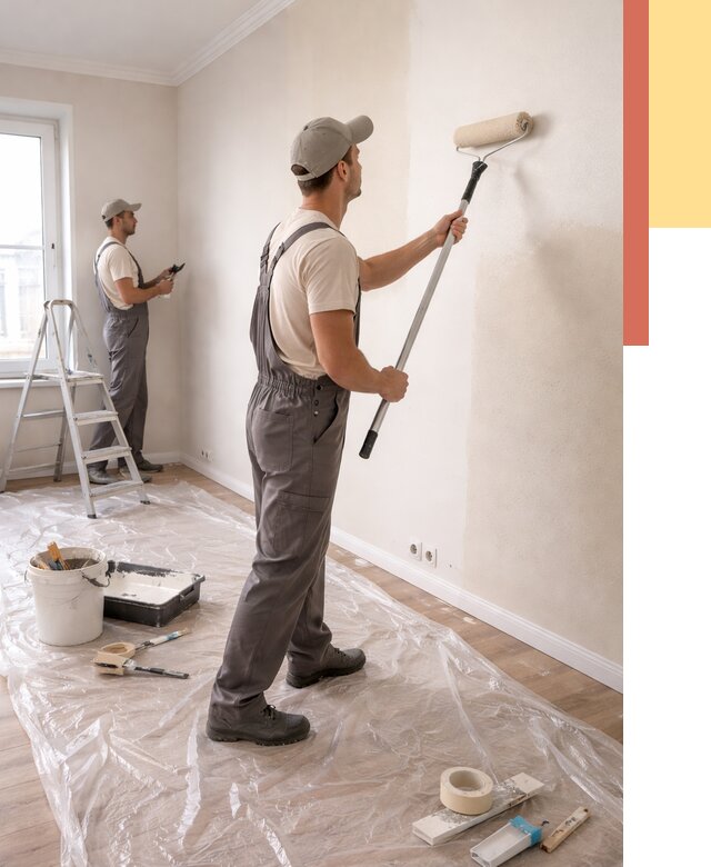 Покраска стен акриловой краской в Салехарде от 3746 руб./м² — быстро и недорого | ОТДЕЛОЧНИК-Слх