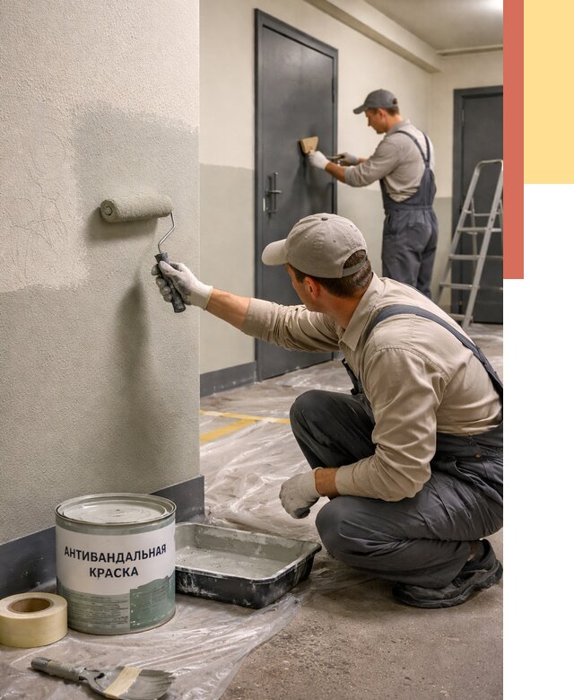 Покраска стен антивандальной краской в Салехарде от 4817 руб./м² под ключ | ОТДЕЛОЧНИК-Слх