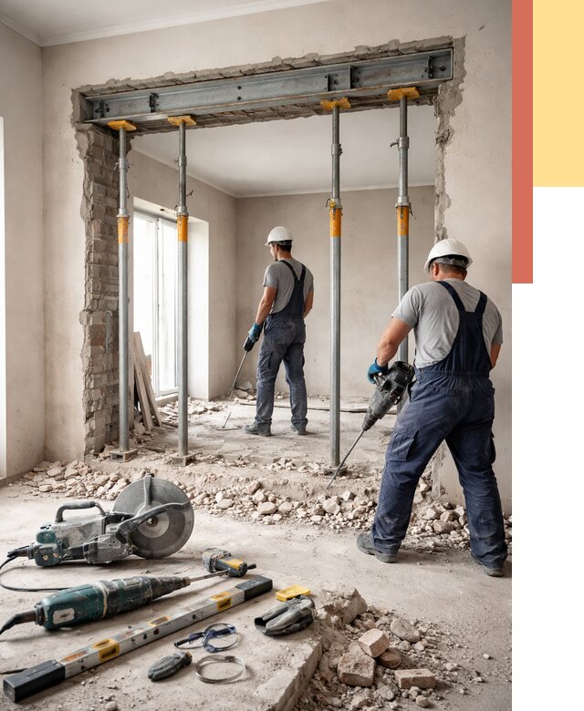 Прорезка проема в стене в Салехарде от 4817 руб. — быстро и недорого | ОТДЕЛОЧНИК-Слх