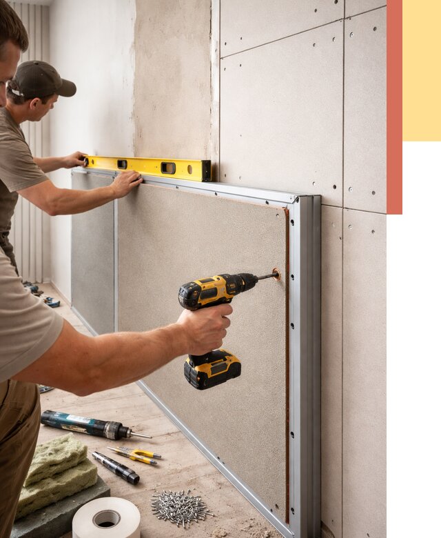 Шумоизоляция стен панелями ЗИПС в Салехарде от 2355 руб./м² под ключ | ОТДЕЛОЧНИК-Слх