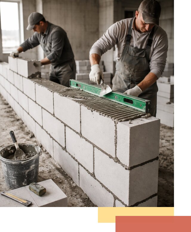 Кладка перегородок из газобетона в Салехарде быстро и качественно