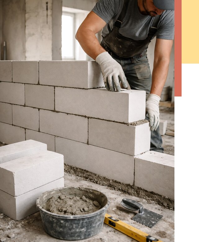 Кладка перегородок из силикатного блока в Салехарде от 4282 руб. под ключ | ОТДЕЛОЧНИК-Слх