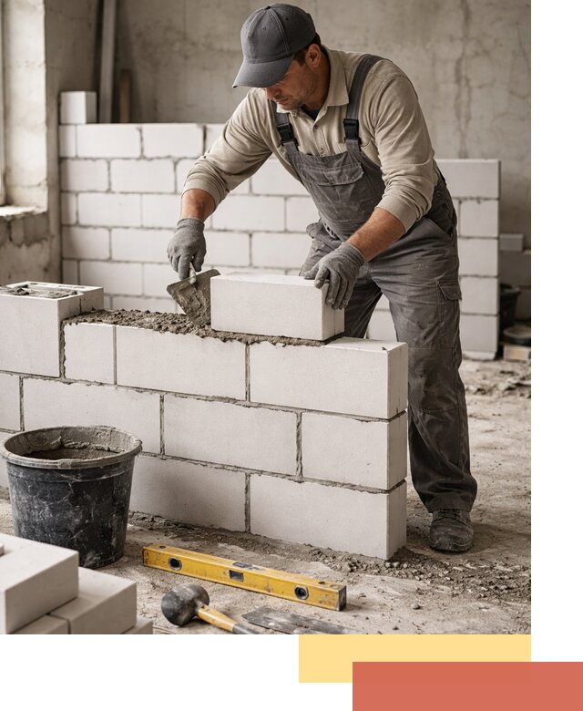 Кладка перегородок из силикатного блока в Салехарде