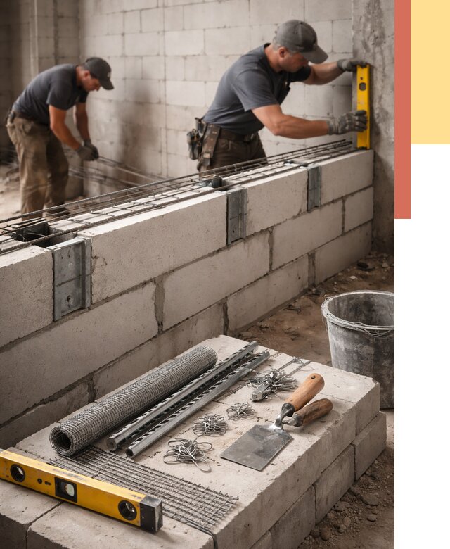 Армирование кладки перегородок в Салехарде от 803 руб. под ключ | ОТДЕЛОЧНИК-Слх