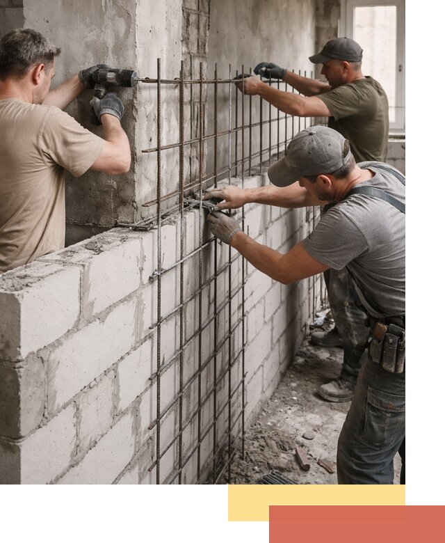 Армирование кладки перегородок в Салехарде профессионально и надёжно