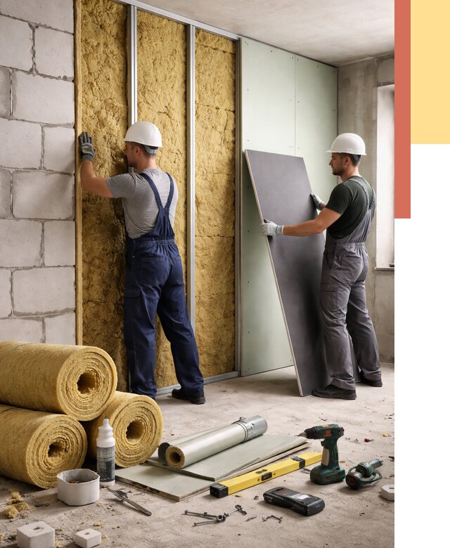 Шумоизоляция перегородок из блоков в Салехарде от 1980 руб./м² — быстро и недорого | ОТДЕЛОЧНИК-Слх