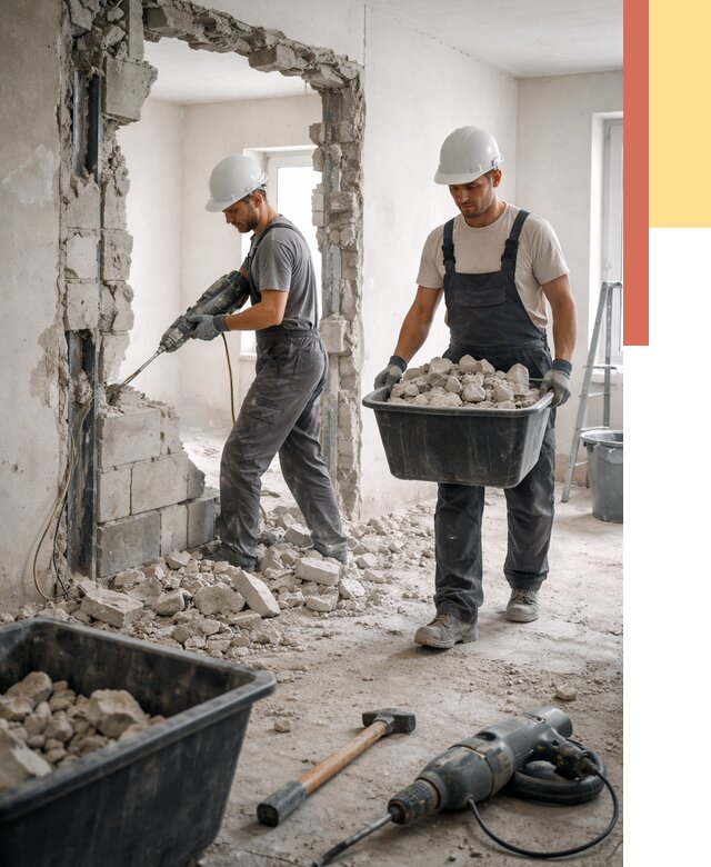 Демонтаж блоковых перегородок в Салехарде от 4014 руб. — быстро и недорого | ОТДЕЛОЧНИК-Слх