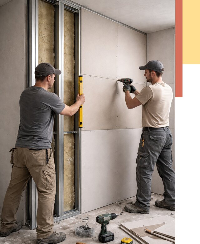 Монтаж двухслойной перегородки из гипсокартона в Салехарде от 1552 руб. | ОТДЕЛОЧНИК-Слх