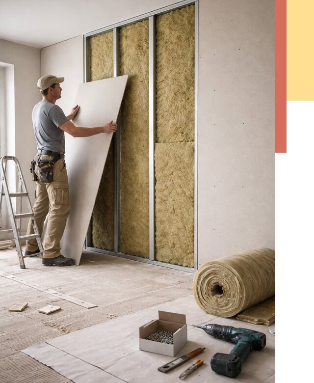 Перегородка из гипсокартона с шумоизоляцией в Салехарде от 3340 руб. | ОТДЕЛОЧНИК-Слх