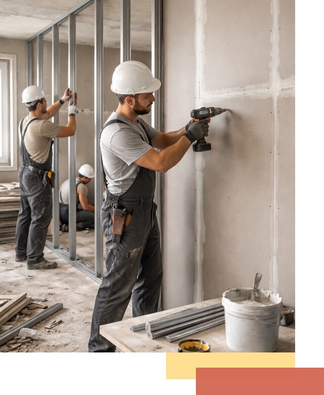 Перегородки из огнестойкого гипсокартона в Салехарде под ключ