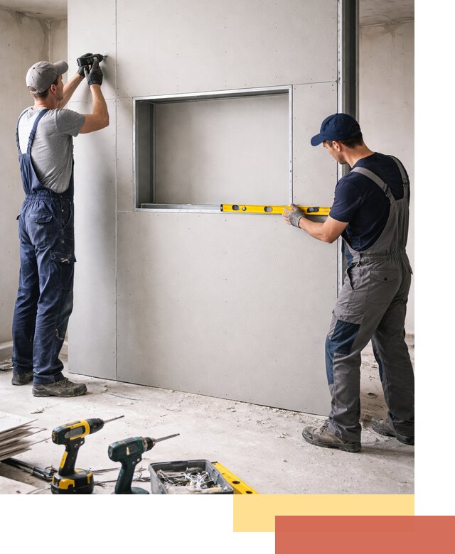 Перегородка из гипсокартона с нишей под декор в Салехарде