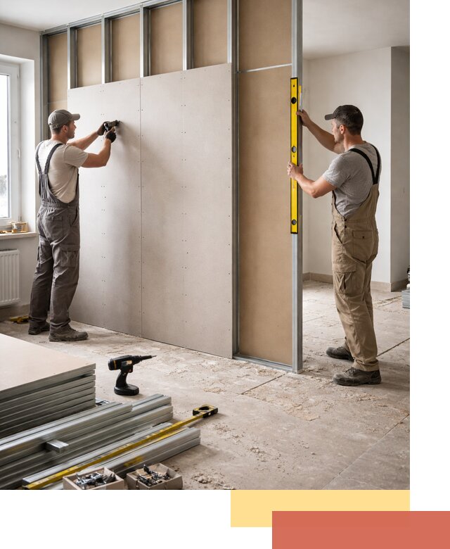 Зонирующая перегородка из гипсокартона под ключ в Салехарде