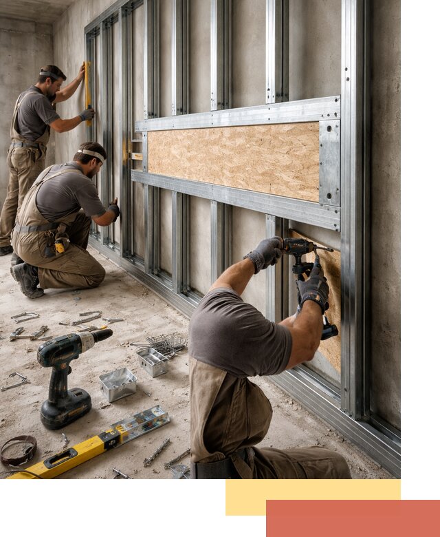 Усиленная перегородка для крепления тяжёлых конструкций в Салехарде