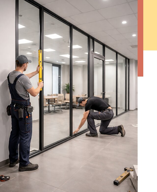 Каркасные стеклянные перегородки в Салехарде под ключ от 9848 руб. | ОТДЕЛОЧНИК-Слх