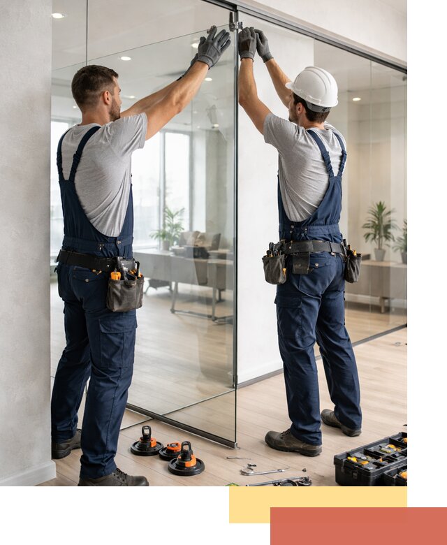 Безрамные стеклянные перегородки под ключ в Салехарде