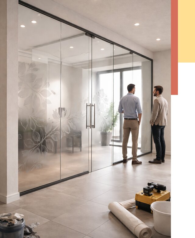 Стеклянные перегородки с рисунком в Салехарде от 13380 руб. монтаж и нанесение | ОТДЕЛОЧНИК-Слх