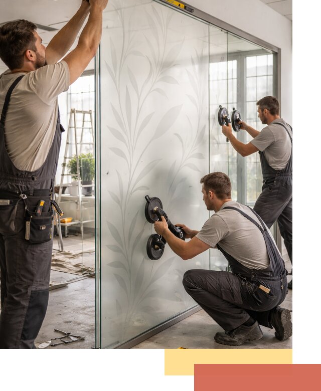 Стеклянные перегородки с рисунком на заказ в Салехарде