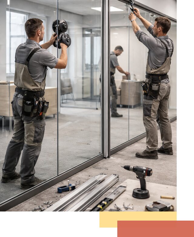 Стеклянные офисные перегородки под ключ в Салехарде