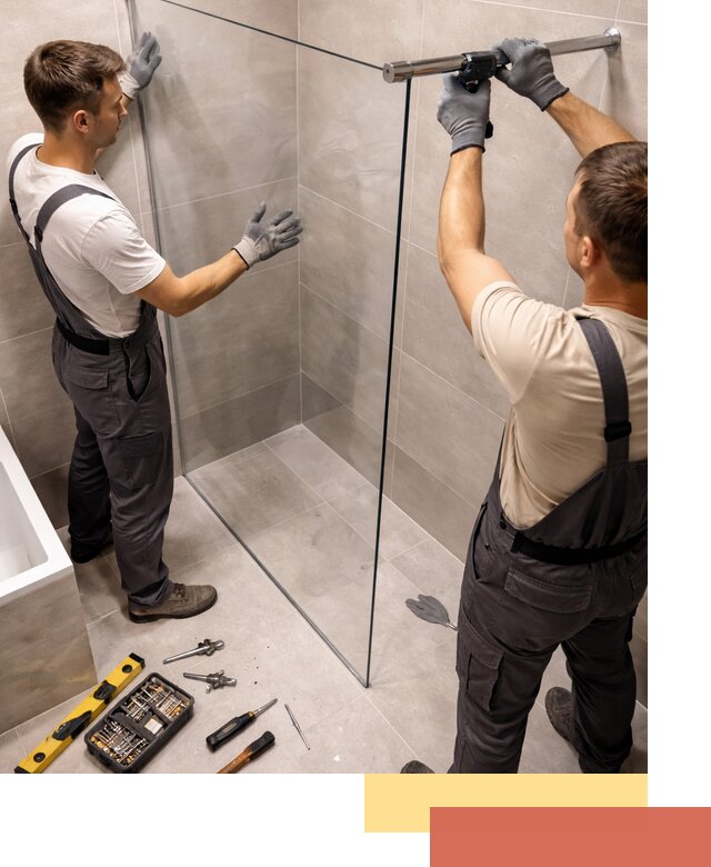 Стеклянные перегородки для душа в Салехарде — изготовление и монтаж