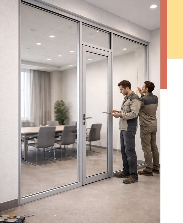 Установка и монтаж алюминиевых перегородок со стеклом в Салехарде от 8777 руб. | ОТДЕЛОЧНИК-Слх