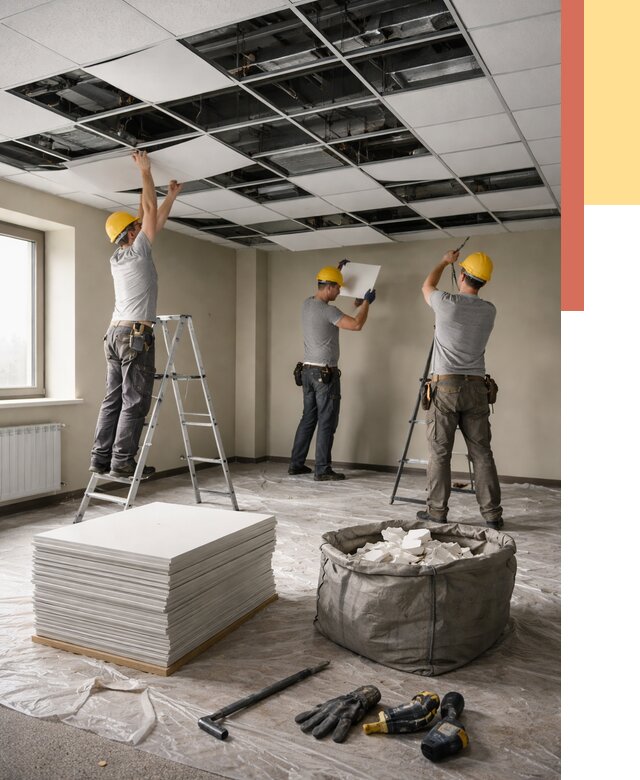 Демонтаж потолка Армстронг в Салехарде от 4817 руб. быстро и недорого | ОТДЕЛОЧНИК-Слх