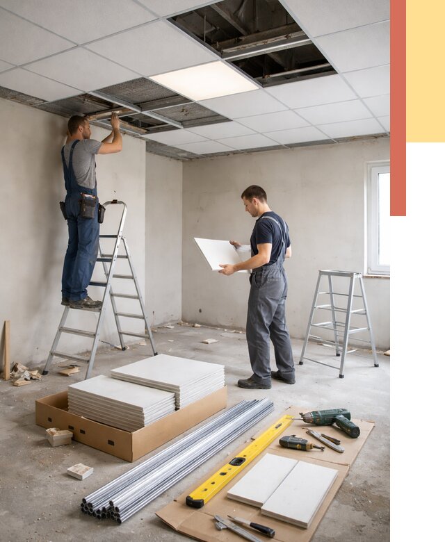 Монтаж потолка армстронг в Салехарде от 4817 руб/м2 — быстрая установка под ключ | ОТДЕЛОЧНИК-Слх