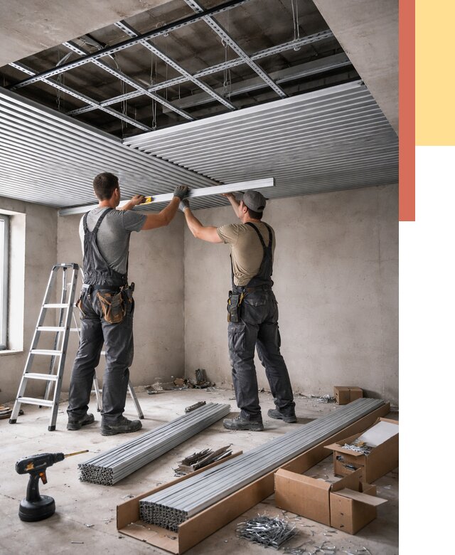 Монтаж реечного потолка в Салехарде от 4817 руб. под ключ | ОТДЕЛОЧНИК-Слх