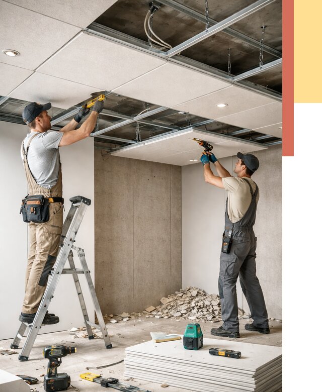 Монтаж акустического потолка в Салехарде от 6958 руб/м2 — быстро и недорого | ОТДЕЛОЧНИК-Слх