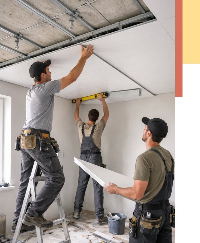 Монтаж потолка из ПВХ панелей в Салехарде от 3746 руб./м2 — быстро и недорого | ОТДЕЛОЧНИК-Слх