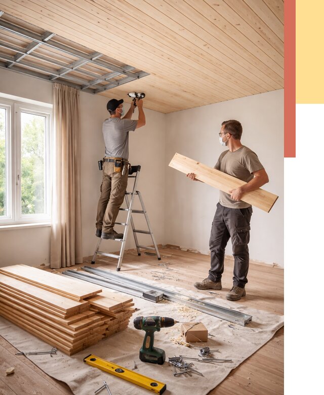 Монтаж потолка из вагонки в Салехарде от 6958 руб. | Быстро и недорого — ОТДЕЛОЧНИК-Слх