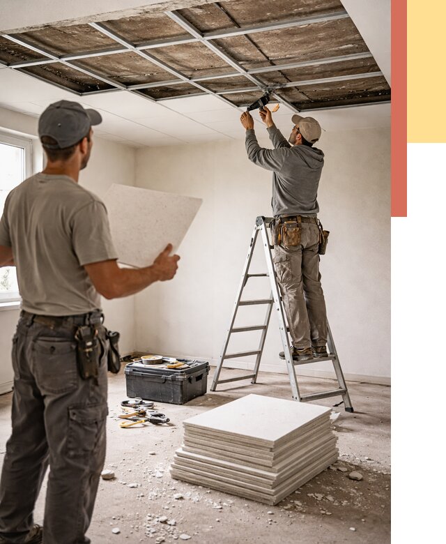 Замена плит подвесного потолка в Салехарде от 1873 руб. быстро и недорого | ОТДЕЛОЧНИК-Слх