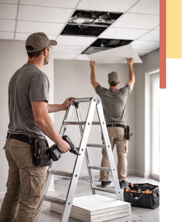 Обслуживание подвесного потолка в Салехарде от 3746 руб. — быстро и недорого | ОТДЕЛОЧНИК-Слх