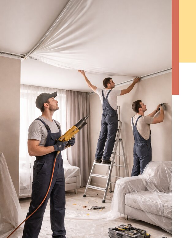 Установка натяжного потолка в Салехарде от 4817 руб. | Быстро и недорого — ОТДЕЛОЧНИК-Слх